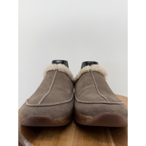 Taos Future FTR-1406 Womens 10 Suede Faux Fur Trim Clogs Mules Taupe Brown - Picture 5 of 11